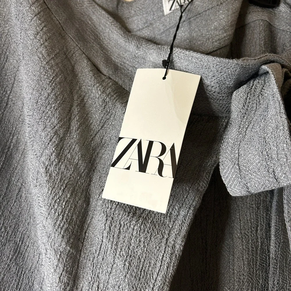 ZARA Gray Wrap Linen Blend Palazzo Pants Size‎ S